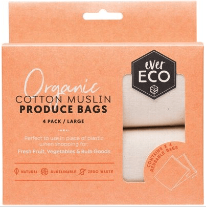 Ever Eco Organic Cotton Muslin Produce Bags (4 pack)