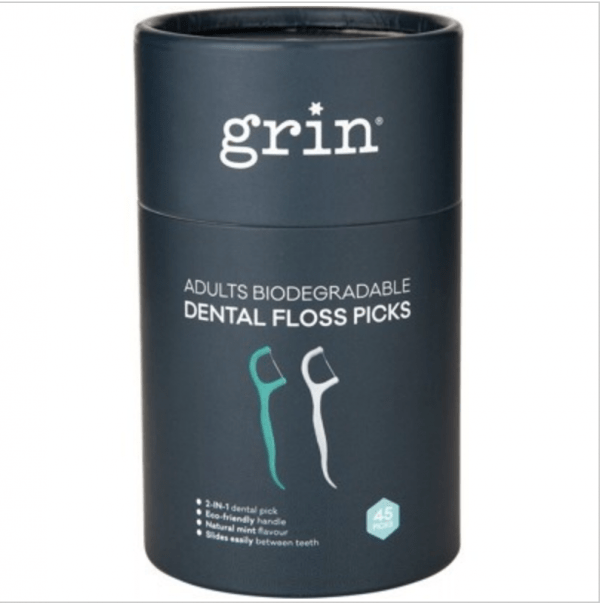 GRIN Biodegradable Dental Floss Picks - Adults 45