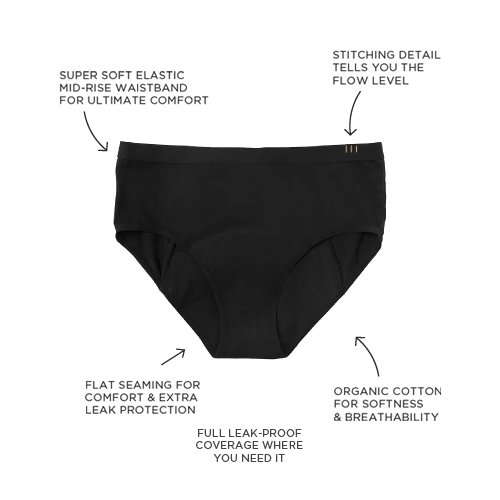 TOM ORGANIC The Period Brief Mid-Rise Black S - The Eco Warrior