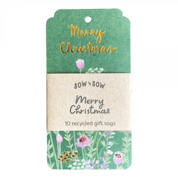 SOW ‘N SOW Recycled Gift Tags – 10 Pack Merry Christmas 10
